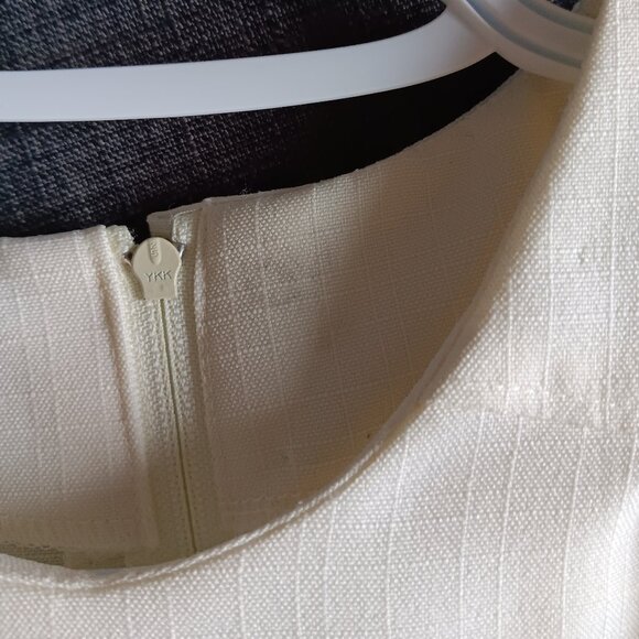 Vintage D'Allaird's 80s Cream Sheath Dress: Belted Midi, Made in Canada. Size M - Picture 6 of 7